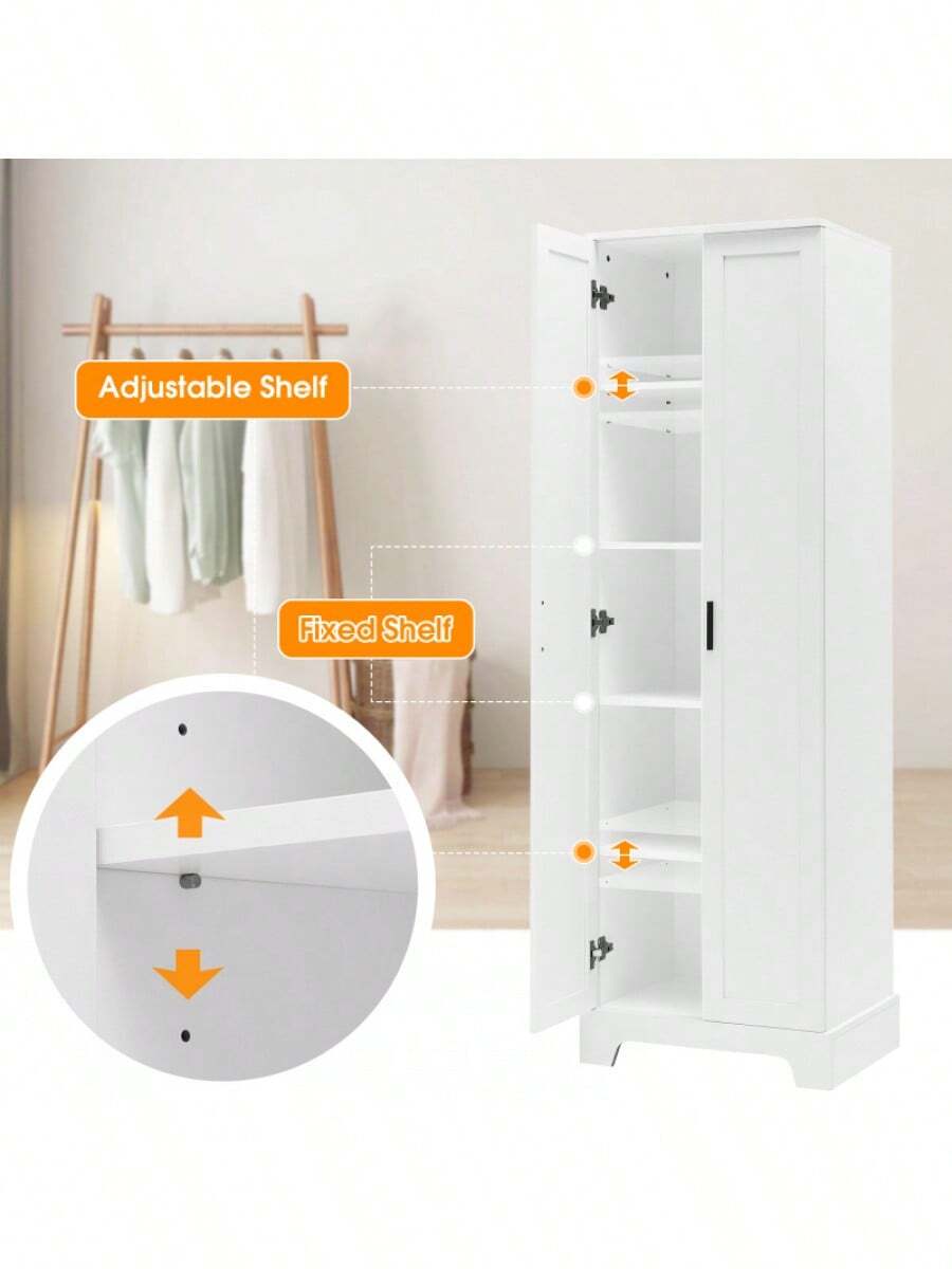 Storage With Two Doors For Bathroom, Office, Adjustable Shelf