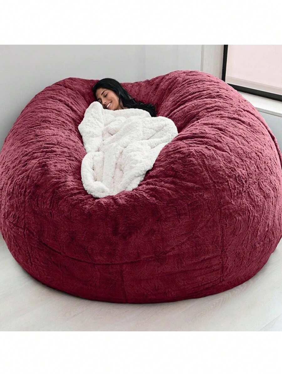 1pc American Minimalist Fabric Sofa, Flannel Bean Bag Slouchy Lounger