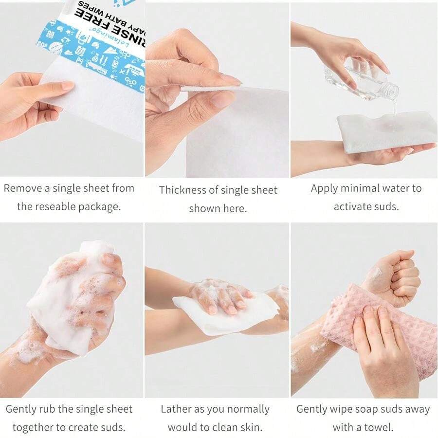 Disposable No Rinse Bathing Wipes For Senstive Skin 25 Pack AllIn