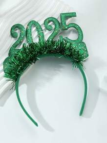 Elegant 2025 New Year's Headbands Set Of 4 - Resin Christmas Party Hat Decorations, Color Matching Dress Up Hair Accessories For Holiday Celebrations