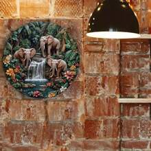 1 tấm biển gỗ tròn chủ đề voi 8x8 inch (20x20 cm), in 2D, biển trang trí Giáng sinh/Năm mới, quà tặng Giáng sinh/Năm mới, đồ trang trí tường nghệ thuật, thích hợp cho gia đình, quán cà phê, nhà để xe, đồ thủ công, phong cách ngẫu nhiên - Nhiều màu - Xem 8