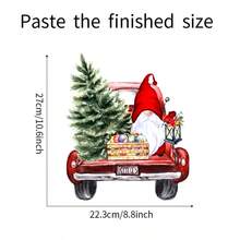1 件装卡通圣诞小矮人驾驶圣诞树厕所家居装饰墙贴自粘 - 彩色 - 查看 5