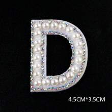 1 pièce 26 pièces autocollant en tissu avec alphabet de perles avec dos adhésif, livraison aléatoire, autocollant de décoration DIY avec perle, autocollant en tissu de lettre