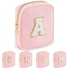1PC Academy Style Nylon Towel Embroidered Letter Makeup Bag Valentine's Day Gift Indoor Toilet Bag Lipstick Cosmetics Travel Vacation Storage Bag Key Card Miscellaneous Storage Change Bag Makeup Organizer Makeup Storage Bag Mini Pouch Travel Small Makeup Case Accessories Make Up Holder Brush Bag Make Up Container Cosmetic Bag Travel Essentials Ladies Accessories Travelling Stuff Makeup Bags Makeup Pouch Make Up Pouch
