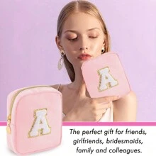 1PC Academy Style Nylon Towel Embroidered Letter Makeup Bag Valentine's Day Gift Indoor Toilet Bag Lipstick Cosmetics Travel Vacation Storage Bag Key Card Miscellaneous Storage Change Bag Makeup Organizer Makeup Storage Bag Mini Pouch Travel Small Makeup Case Accessories Make Up Holder Brush Bag Make Up Container Cosmetic Bag Travel Essentials Ladies Accessories Travelling Stuff Makeup Bags Makeup Pouch Make Up Pouch