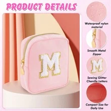 1PC Academy Style Nylon Towel Embroidered Letter Makeup Bag Valentine's Day Gift Indoor Toilet Bag Lipstick Cosmetics Travel Vacation Storage Bag Key Card Miscellaneous Storage Change Bag Makeup Organizer Makeup Storage Bag Mini Pouch Travel Small Makeup Case Accessories Make Up Holder Brush Bag Make Up Container Cosmetic Bag Travel Essentials Ladies Accessories Travelling Stuff Makeup Bags Makeup Pouch Make Up Pouch