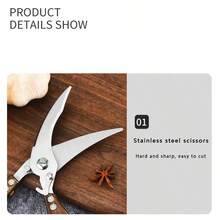 Kéo cắt rau củ quả đa năng bằng thép không gỉ dùng trong gia đình & kéo cắt gia cầm, - Nhiều màu - Xem 4