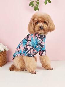 1 chiếc áo phông in họa tiết Hawaii nhiệt đới dễ thương cho mèo, chó nhỏ giống Teacup - Màu Hồng  Dưa hấu - Xem 5