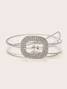 1 chiếc thắt lưng ngọc trai đính đá Rhinestone thời trang giản dị cho nữ trong suốt - duyên dáng - Xem 2