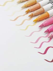 24 piezas Bolígrafos de pintura acrílica Morandi con punta de pincel suave, marcadores de caligrafía pastel para lettering, elaboración de tarjetas, pintura de rocas, madera, tela, lienzo, cerámica, vidrio, manualidades DIY, útiles escolares y para niños