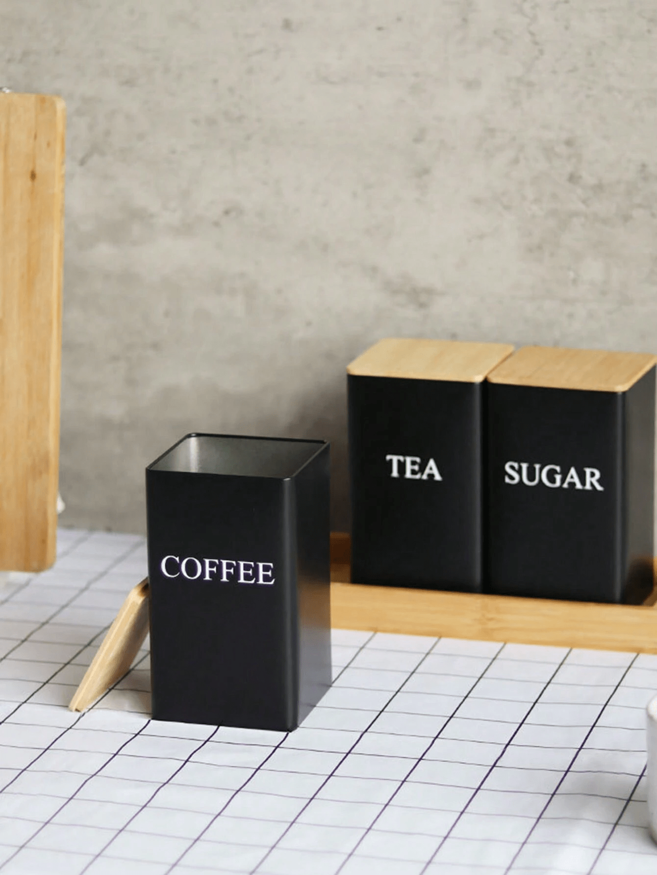 1pc Minimalist Design Coffee Canister, Tea & Candy Jar, Bamboo Lid