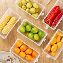 1 Piece 3 Pieces Clear Plastic Food Storage Box Fridge Freezer Stackable Storage Containers Fruit Vegetable Container Box Organizer Tray,Drawer Style Food Storage Kitchen Tool Organizer,Fruit & Vegetable Freezing & Fresh-Keeping Container. - Clear - View 3