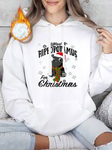 Oversized Style For Women, Men's Warm Christmas Print Pullover Round Neck Hoodie With Kangaroo Pocket And Drawstring - Long Sleeve Casual Top For Autumn And Winter, A Double-Layer Hood Hoodie, Fleece Lining For Excellent Warmth