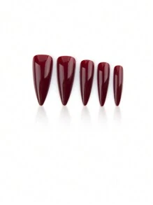 Transform Your Nails With 24 Pcs Long Stiletto Solid Color Glossy Wine Red Bling Classic Simple Full Cover Fake Press On Nail Kit For Women And Girls Will Give Your Look A Very Elegant Suitable For Winter Daily Nail Supplies Nails