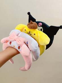 1pc Sanrio Cute Animal Ear Headband - Sweet Style Cartoon Headband - Solid Color Hair Accessory - Comfortable Wide Hairband - Suitable For Makeup And Face Wash,Hairband,Hair Hoop Headbands