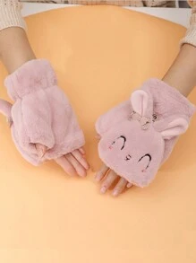 1 par de guantes sin dedos cálidos y sólidos de estilo de moda para mujer, multifunción, aptos para otoño/invierno, oficina, estudiantes, escritura, para mantener las manos calientes todos los días