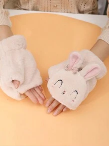 1 par de guantes sin dedos cálidos y sólidos de estilo de moda para mujer, multifunción, aptos para otoño/invierno, oficina, estudiantes, escritura, para mantener las manos calientes todos los días