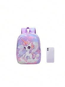 1pc 独角兽卡通印花背包幼儿园背包超轻男女生书包一年级书包可爱卡通独角兽图案，可调节肩带，马卡龙色，适合男孩女孩日常上学，上学必备物品 - 獨角獸雙肩包 - 查看 11