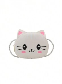 1pc Diagonal Shoulder Bag Cute And Simple Princess Children's Mini Bag Cat Print Wallet Baby Bag Shoulder Bag Pu Leather Handbag Children's Bag Suitable To Use In Winter, The Best Choice For Giving Christmas And New Year Gifts To Family And Friends
