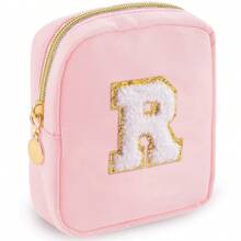 1PC Academy Style Nylon Towel Embroidered Letter Makeup Bag Valentine's Day Gift Indoor Toilet Bag Lipstick Cosmetics Travel Vacation Storage Bag Key Card Miscellaneous Storage Change Bag Makeup Organizer Makeup Storage Bag Mini Pouch Travel Small Makeup Case Accessories Make Up Holder Brush Bag Make Up Container Cosmetic Bag Travel Essentials Ladies Accessories Travelling Stuff Makeup Bags Makeup Pouch Make Up Pouch