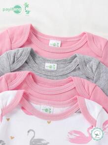 4 peças/conjunto de macacão de manga comprida para bebê, fofo e casual
