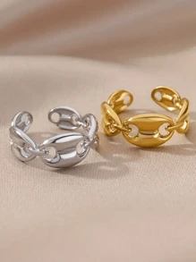1 pieza Anillo ajustable en forma de nariz de cerdo de acero inoxidable para granos de café, talla 8, anillo de dedo creativo y de moda unisex