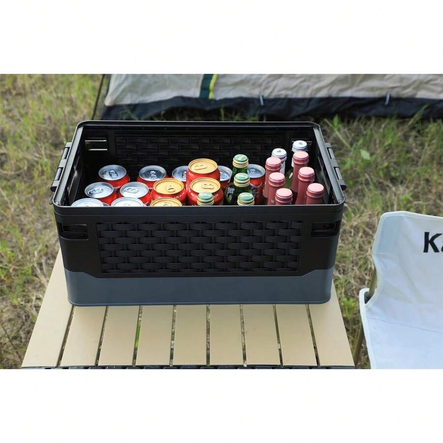 3Pack 38L Lidded Collapsible Storage Bins Folding Plastic Stackable