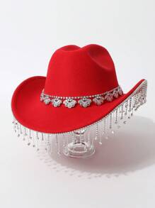 1pc Vrouwen Vlinder Pailletten Strass Western Cowgirl Hoed, Glinsterende Kristallen Regendruppel Casual Kleine Fedora Hoed Geschikt Voor Feest, Festival, Alledaags