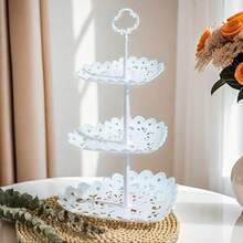 3 层纸杯蛋糕支架，BACUTHY 塑料杯蛋糕支架毛巾，带分层托盘，可盛放纸杯蛋糕、甜甜圈、水果等， - 白色 - 查看 1