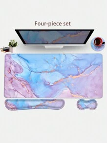 1 Set Gummi-Memory-Schaum Halterung für mechanische Tastatur geeignet für Desktopcomputer/Notebook Büro + Memory Foam Handgelenkauflage für Maus + 90*40 große Gummisohle rutschfeste Stoffmausunterlage + wasserdichte runde Untersetzer + 4 Stücke bequemes Kissen-Set