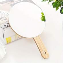 1 Gương du lịch cầm tay có tay cầm, Gương bàn trang điểm, Gương cầm tay bằng gỗ trơn, Vuông và tròn, Gương trang điểm cầm tay cho thợ cắt tóc chuyên nghiệp Quà tặng tốt nhất - Màu nhật ký - Xem 4
