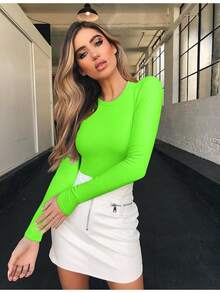 OQQ Womens 3 Piece Long Sleeve Tops Crew Neck Stretch Fitted Underscrubs Layer Tee Shirts Tops - 深灰色 - 查看 3