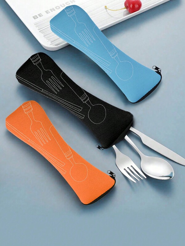 1 pieza Caja de almacenamiento, Bolsa de tela resistente y a prueba de fugas para cubiertos, con cremallera, para tenedor, cuchara y cuchillo, para camping, picnic, escuela y oficina, organizadores y almacenamiento para el hogar, accesorios para el hogar, almacenamiento, organizador de cocina, decoración de habitaciones, decoración del hogar.