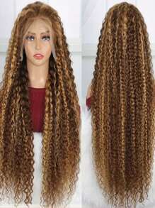 4/27 亮点 13x4 蕾丝前部真人发假发 180% 密度真人发假发 深卷发真人发 透明蕾丝前部假发 真人发 预拔婴儿发 渐变亮点假发 女士 - SP4/27 - 查看 2