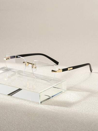 1pc Fashion Rimless Black Unisex Small Frame Y2K Style Personalized Eyeglasses