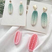 热带雨林植物系列龟背竹/三叶草/叶子/树线形状聚合物粘土模具粘土切割器用于 DIY 耳环制作 - LM354S+M - 查看 2