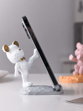 1pc Cute Bear Shape Phone Stand Decoration, Compatible With Both Mobile Phone And Tablet, Suitable For Desk, Bedside, Living Room, Study, Bedroom, Gift, Etc.
