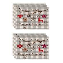 1pc/4pcs/6pcs Winter Christmas Decorative Placemats, Snowflake Reindeer Christmas Star Christmas Tree Bow Letter Linen Placemats, Dirt-Resistant Placemats, Suitable For Home, Restaurants And Cafes, Tabletop Decor, Home Supplies - Multicolor - View 16