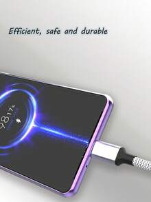 1pc 60W Type C TO Type C, Nylon Braid hỗ trợ sạc nhanh, thích hợp để sạc các sản phẩm 3C như pin dự phòng, quạt nhỏ, đồ gia dụng nhỏ, điện thoại thông minh và điện thoại phổ thông, cũng như truyền dữ liệu. 120CM - Bạc - Xem 3