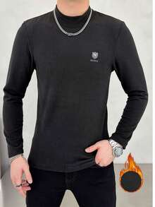 1 件男士针织加厚立领打底保暖毛衣，适合秋季、冬季和春季 - 深灰色 - 查看 1