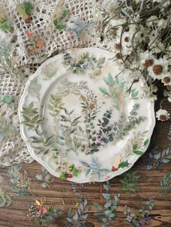 1 paquet de 40 pièces d'autocollants vintage dorés de plantes et de fleurs pour le scrapbooking DIY, le journaling, l'artisanat, les fournitures scolaires, la rentrée scolaire
