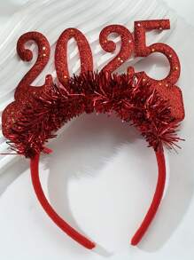 Elegant 2025 New Year's Headbands Set Of 4 - Resin Christmas Party Hat Decorations, Color Matching Dress Up Hair Accessories For Holiday Celebrations
