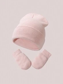 1 套帽子和手套保暖新生儿医院帽、无檐小便帽、冬季针织帽，适合男婴和女婴，柔软套头帽适合户外活动和日常通勤 - 套裝 - 查看 21