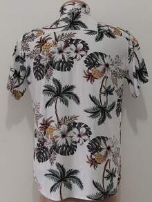 Men's Printed Floral Dress Shirt, Short Sleeve In Viscose - 綠色 - 查看 2