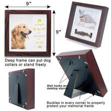 1 pieza de 9*9*1,8 pulgadas Marco de foto memorial para mascota de color marrón, negro o caoba con vidrio templado a prueba de golpes. Incluye 5 tipos de tapetes para colocar el collar de la mascota. Para el recuerdo de la pérdida de un perro, incluye instrucciones y tarjetas de agradecimiento. Homenaje conmemorativo para perros o gatos - Multicolor - Ver 8