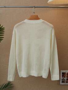 Men's Solid Color Crew Neck Distressed Casual Short Sleeve Sweater