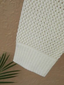 Men's Solid Color Crew Neck Distressed Casual Short Sleeve Sweater