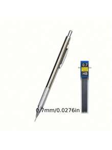 1pc Mechanical Pencil + 12pcs Lead Refills, 0.3mm-2.0mm For Writing And School Supplies - Highly Suitable For Students