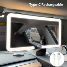 Espejo de vanidad para auto - Espejo de vanidad para visera solar recargable para auto con 3 modos de iluminación y pantalla táctil regulable - Accesorios para automóvil para mujeres y niñas - Multicolor - Ver 6