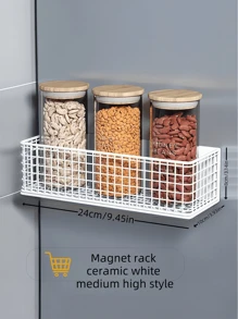 1 pezzo Porta spezie magnetico, adatto per frigorifero e forno, contenitore portaspezie in ceramica bianca per frigorifero, porta spezie magnetico per frigorifero, rastrelliera magnetica per organizzatore da cucina, rastrelliera salva spazio per frigorifero - ceramica bianca - Visualizzare 9